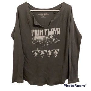 Pink Floyd Thermal Waffle Knit Long Sleeve Cotton Top Shirt Baby Tee Cut Band T